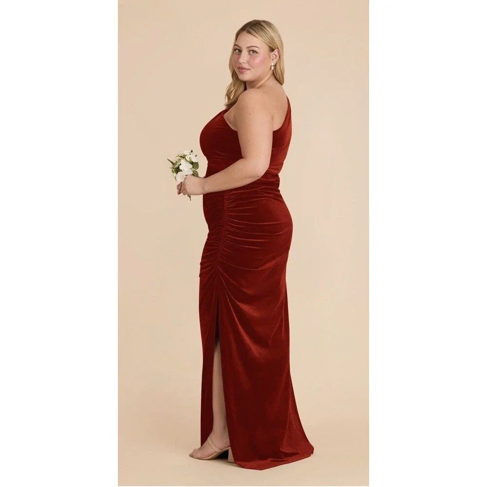 Birdy Grey Claudia Bridesmaid Dress Velvet Burnt Orange Maxi Size Large
